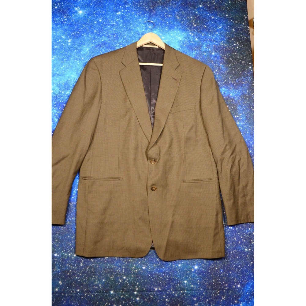 Burberry London Kensington Mens‎ Wool Brown Houndstooth Sport Coat Jacket 46 XLG